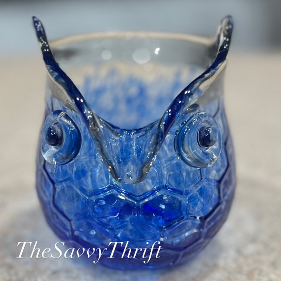 Vintage hand blown cobalt blue glass owl - Picture 13 of 13